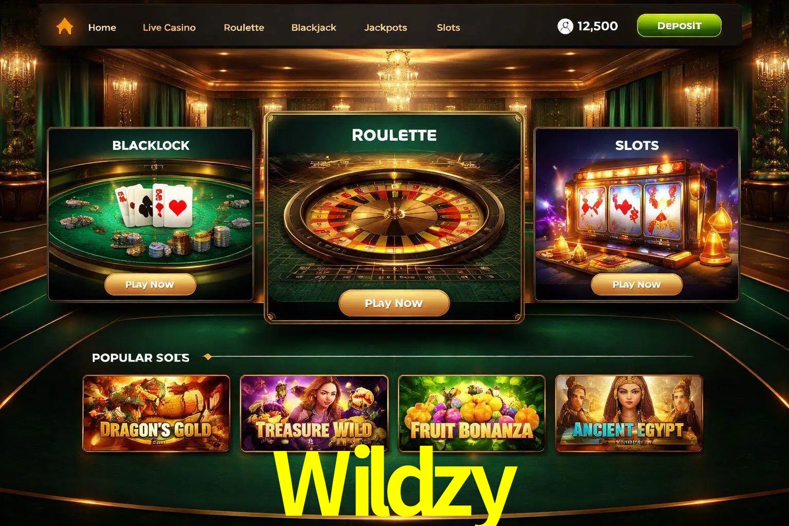Vista de la plataforma Wildzy Casino mostrando categorías organizadas de juegos en línea