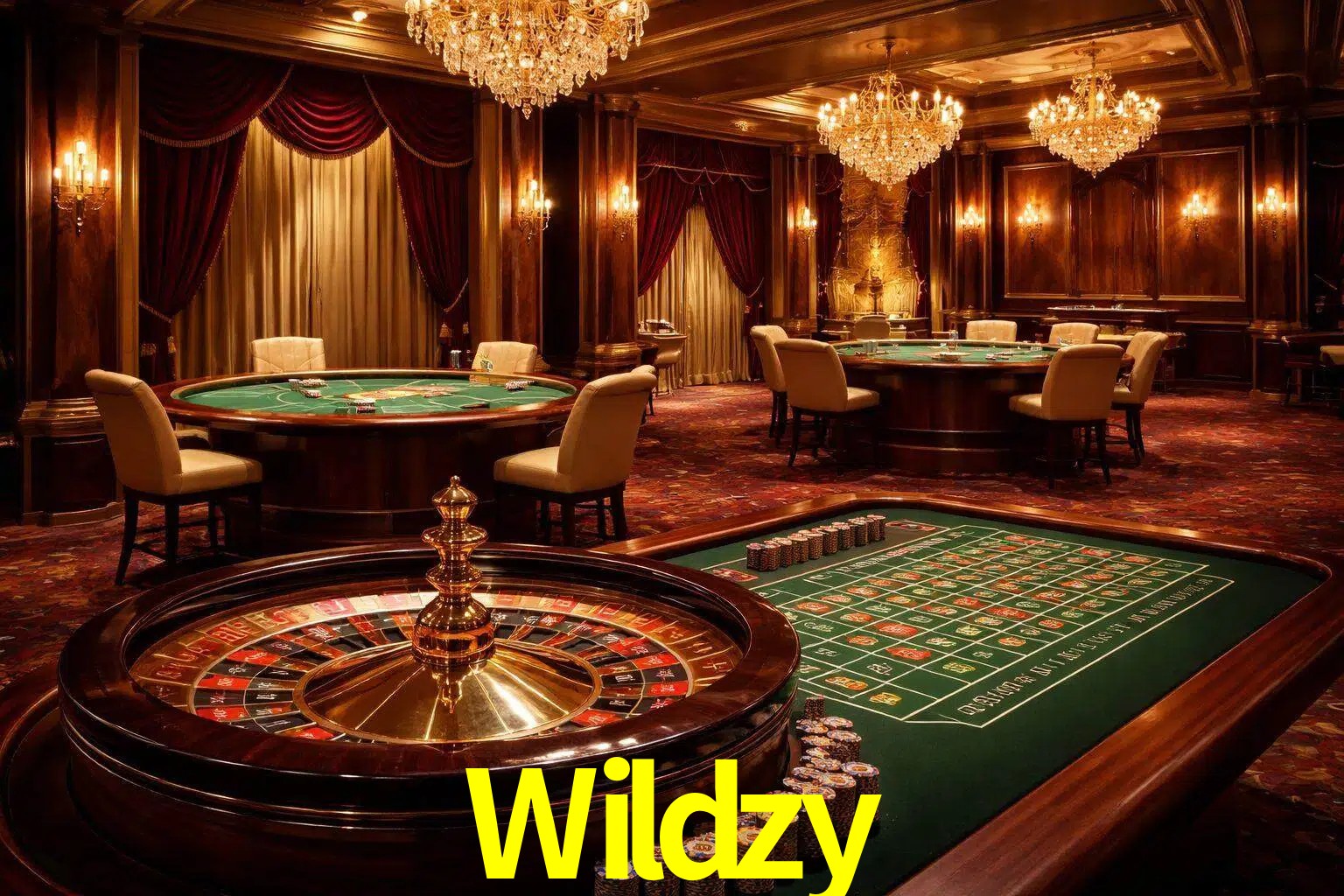 Una escena premium de mesa de casino en vivo con cartas, elementos de ruleta y un ambiente pulido de estudio de transmisión.